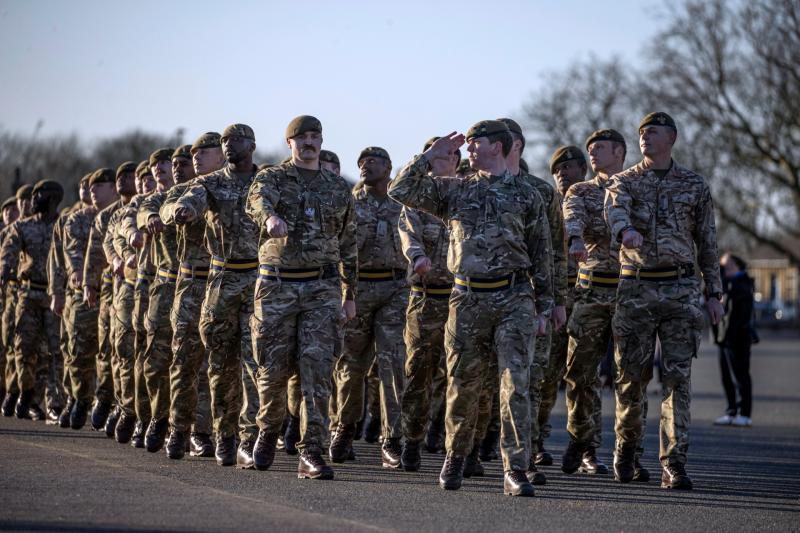 British Army troops on parade 