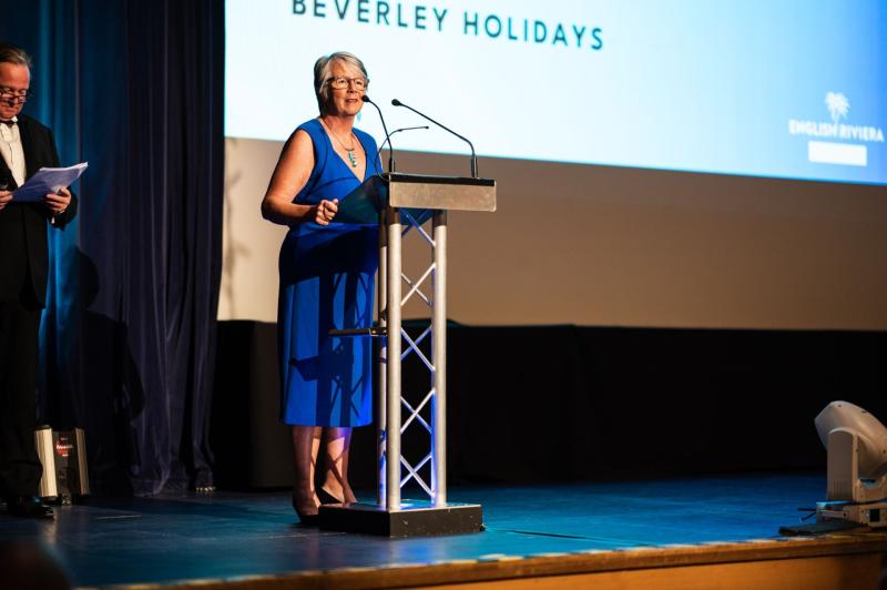 Carolyn Custerson, CEO of the English Riviera BID Company, presenting last year's Tourism Business of the Year Award