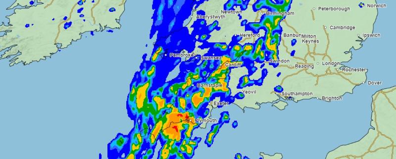Met Office predicts 13-hour rain deluge for Devon