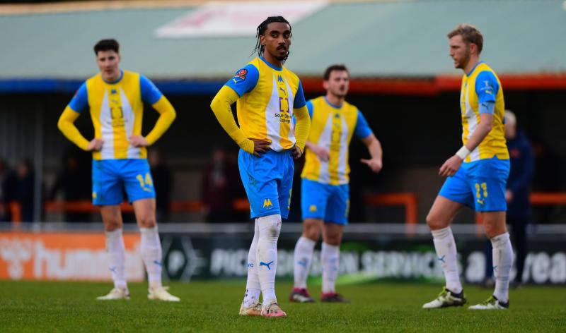 Disappointed Torquay United players. Pic from PPAUK