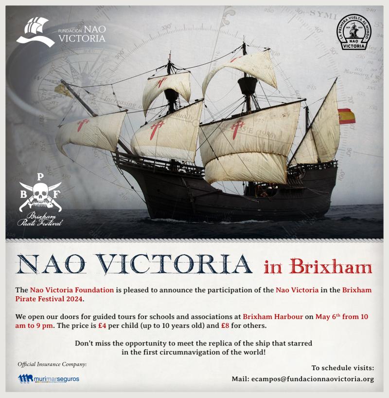 Nao Victoria to visit Brixham for the Pirate Festival 