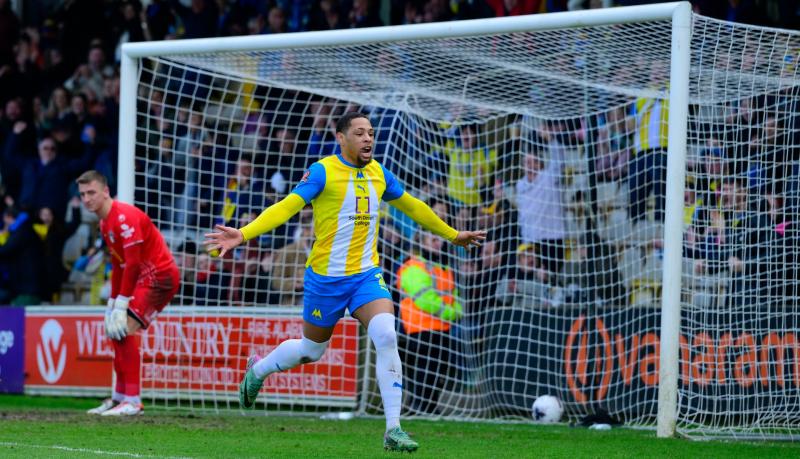 Arkell Jude-Boyd celebrates against Weston. Pic from PPAUK