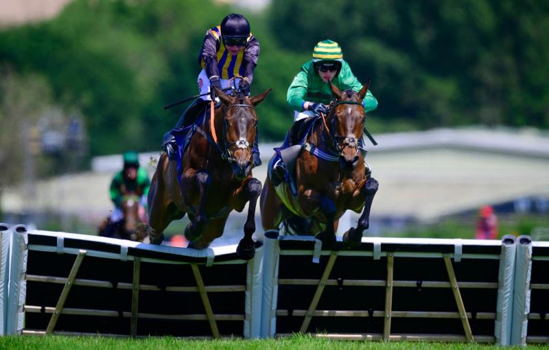 Pirates Tale (R) racing for the line. Pic from PPAUK