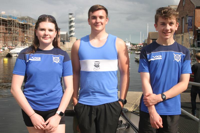 Torquay's young single scullers at the City of Exeter Regatta. From left Sophie Evans, Harrison Green, Will Jackson-Heritage