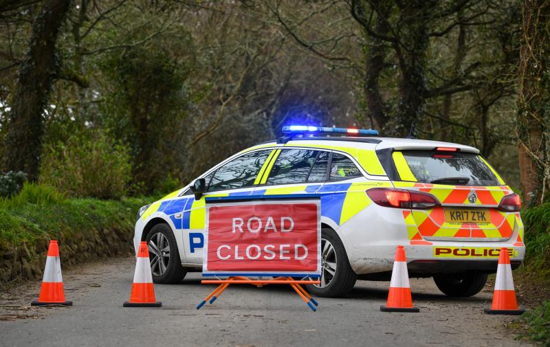 Police road closed sign Pic Devon and Cornwall police
