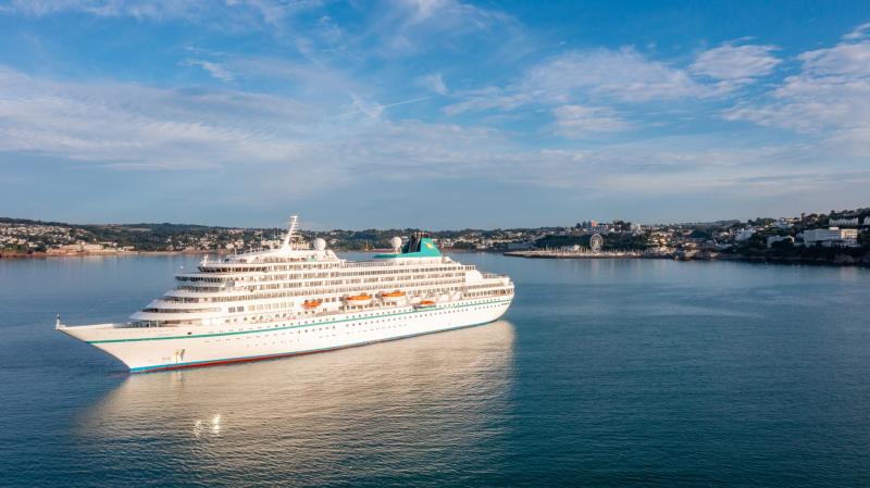 Stunning drone shots show cruise ship enter the Bay