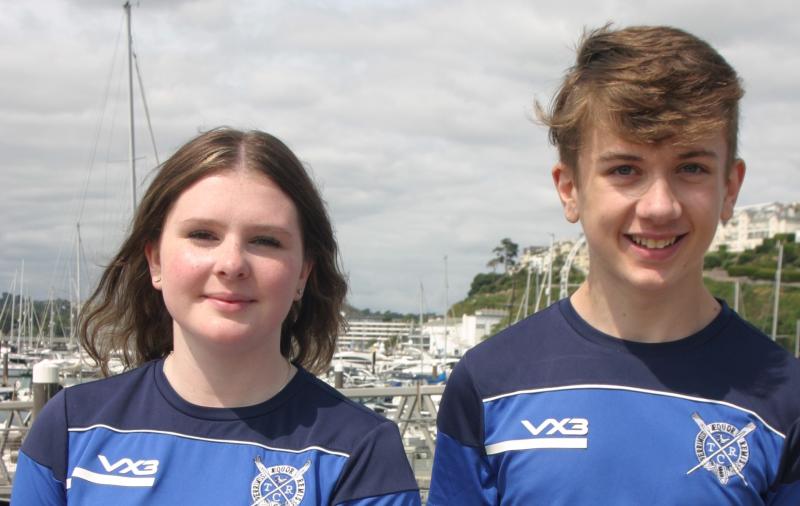 Sophie Evans and Will Jackson-Heritage who won the Mixed Under 14 double sculls at their home regatta