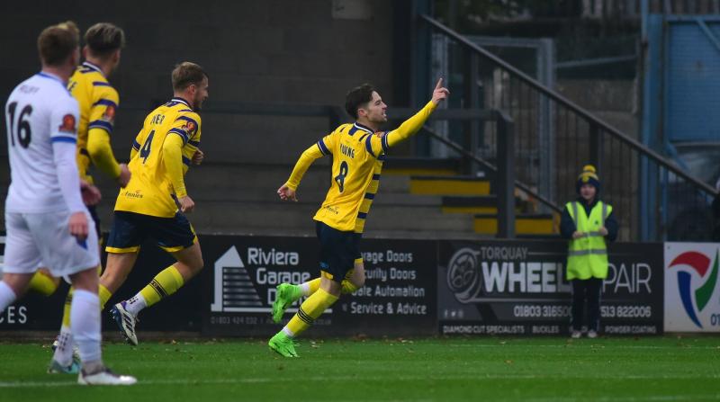 Goal celebrations for Jordan Young Pic Frankie PPAUK