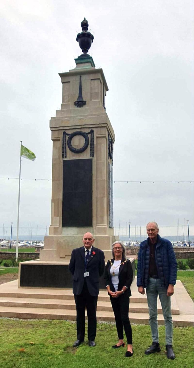 At the memorial: Richard Pearce, Torquay RBL secretary, deputy civic mayor Barbara Lewis and Torquay RBL member Gordon Oliver