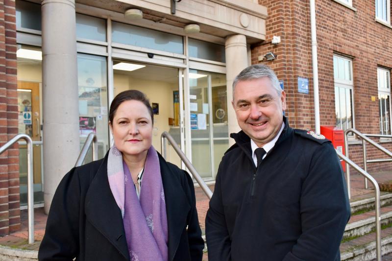 Police and Crime Commissioner Alison Hernandez and Chief Constable James Vaughan on a visit to Torquay