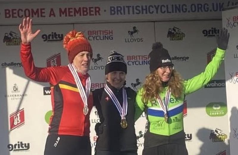Cathy Kilburn on the podium