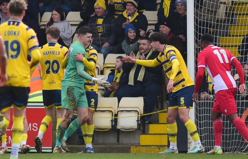 James Hamon celebrates his penalty save. Pic from PPAUK