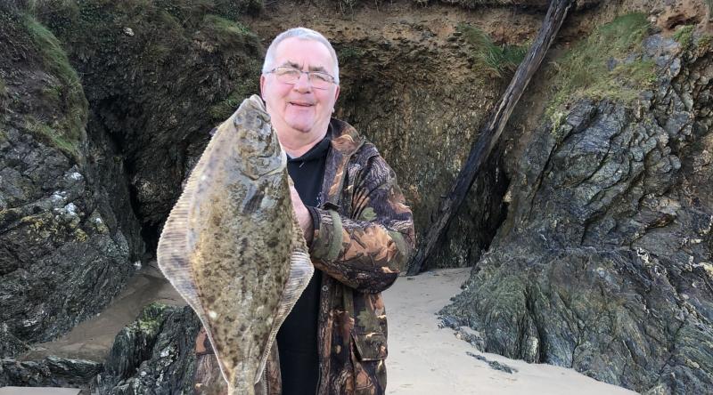 Mike Johnson with a rare Halibut from British Waters weighing 6.5lbs
