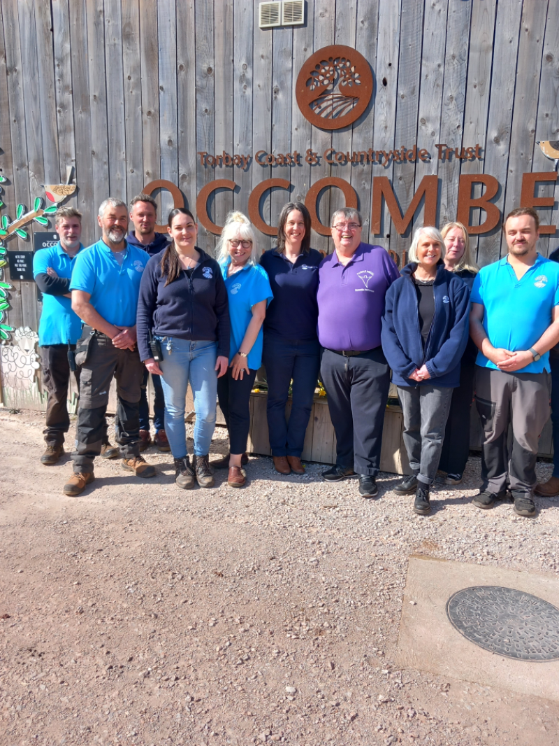 Purple Angel partnership - in the middle is Helen Warren, CEO of Torbay Coast and Countryside Trust stood next to Norrms McNamara, founder of the Purple Angel campaign