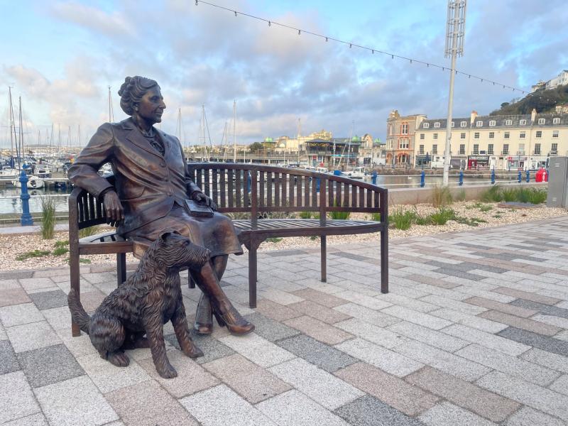 Agatha Christie statue on Torquay harbour