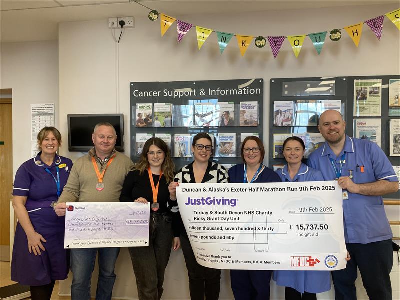 Duncan and Alaska Rudall with the Ricky Grant Unit team at Torbay Hospital