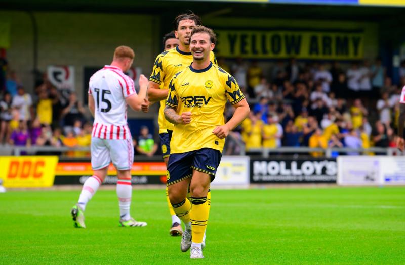 Dylan Morgan celebrates for Torquay United. Pic from PPAUK