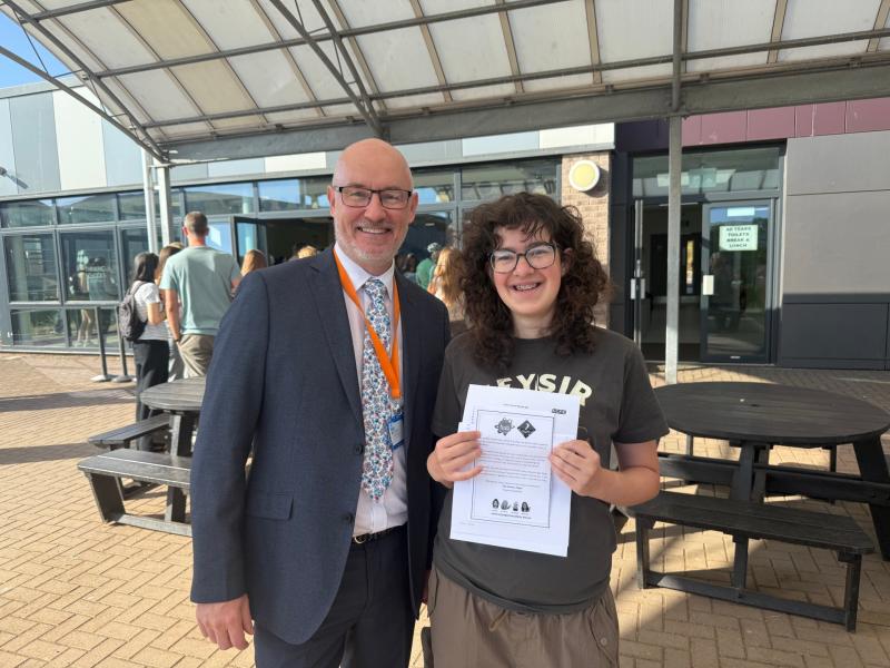 Principal Mr Williams with student Melissa Bonnett at Paignton Academy