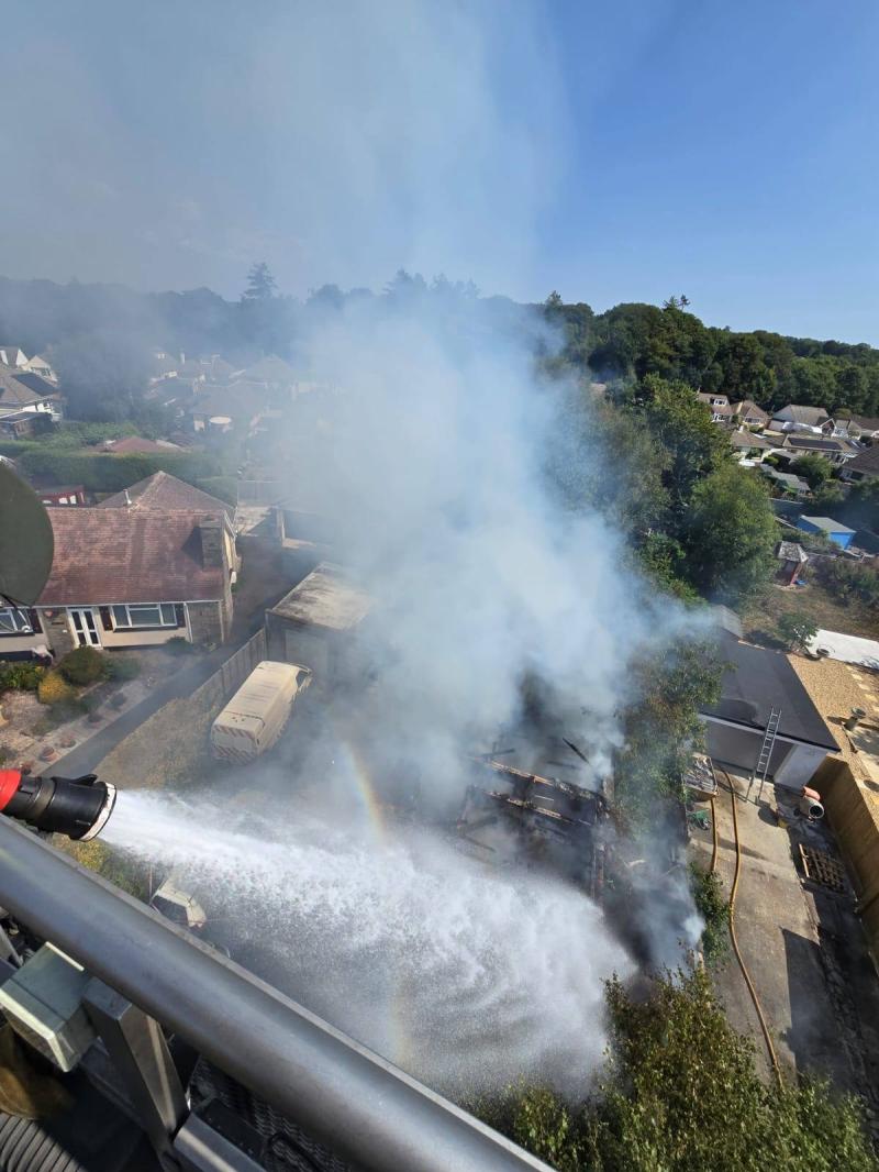 Roof collapses during large bungalow fire