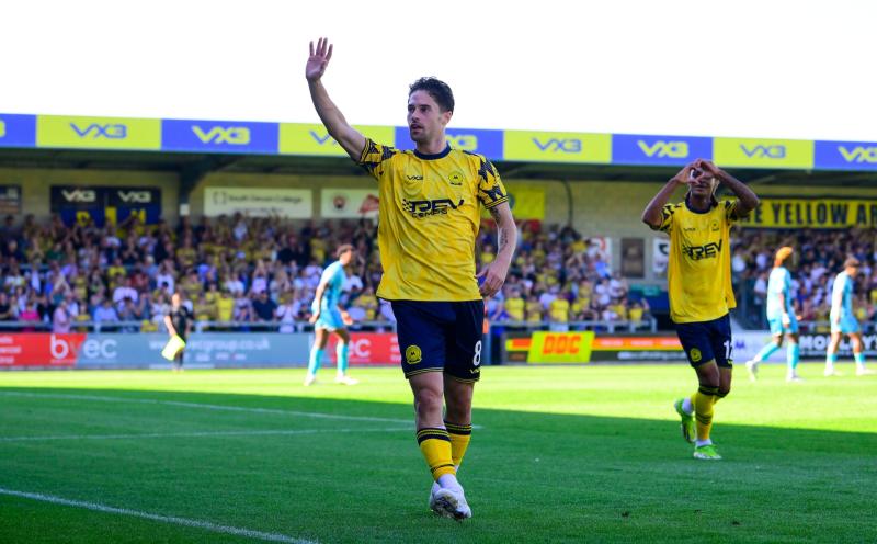 Jordan Young celebrating his goal against Dover Athletic (Pic Frankie O'Keefe PPAUK)