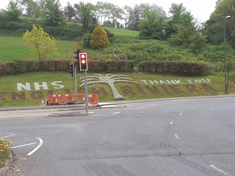 NHS thank you sign at Riviera Way in Torquay Pic Torbay Council
