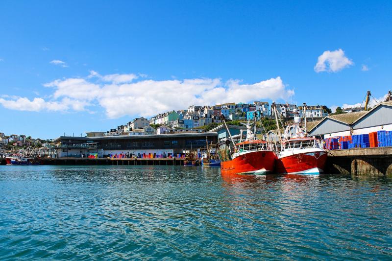 Brixham fish market and harbour.
