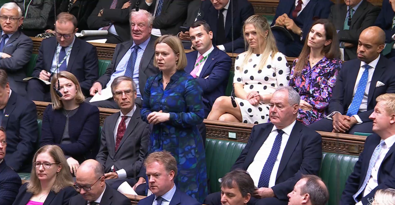 Ms Smith speaking at Prime Minister's Questions Credit- Rebecca Smith MP