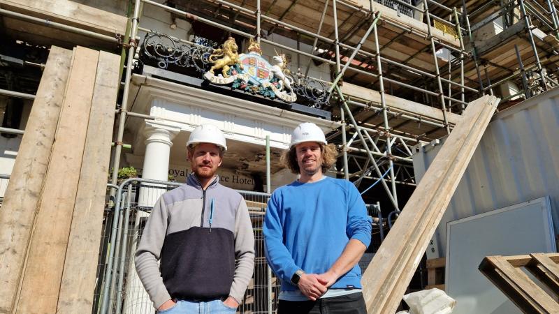  James Porter (left) and Max Sayers of Nooko at the Royal Clarence site Image Guy Henderson