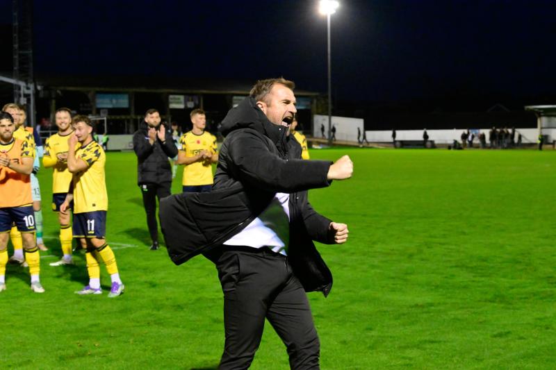 Celebrations for Torquay manager Paul Wotton. Pic from PPAUK
