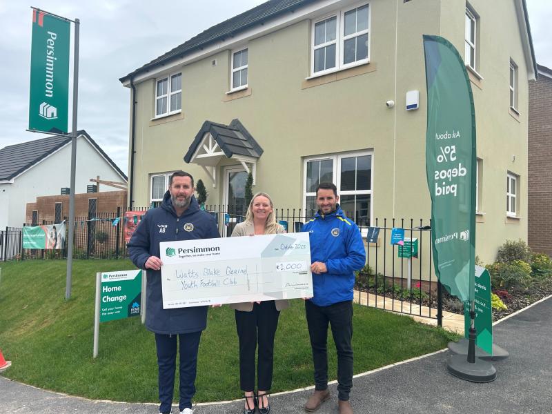 Watts, Blake Bearne youth footballers' £1,000 donation from Persimmon Homes