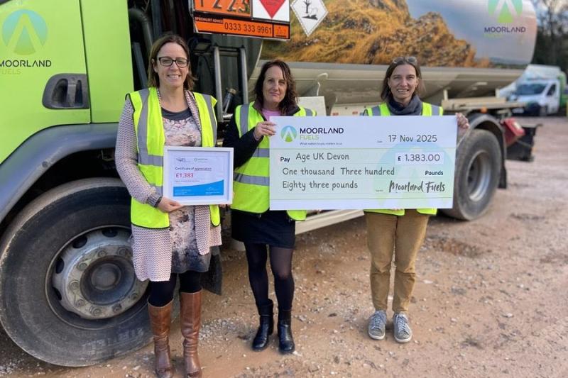 Moorland Fuels donates more than £1,300 to Age UK Devon as part of community support drive