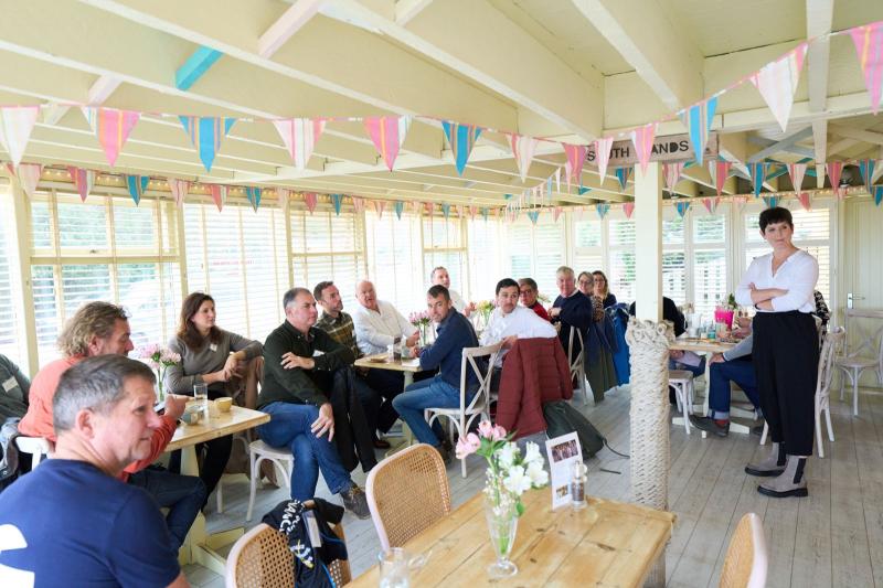 South Hams Chamber chair, Samantha Dennis (right), addressing members at a post-Budget event (Image courtesy: Cornerstone Photography/LDRS use permitted).