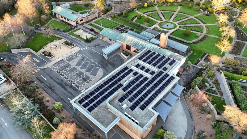 North Devon Crematorium solar panels aerial