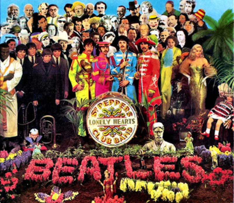 Aleister Crowley in the back row on the Beatles’ 1967 album, ‘Sgt. Pepper’s Lonely Hearts Club Band’
