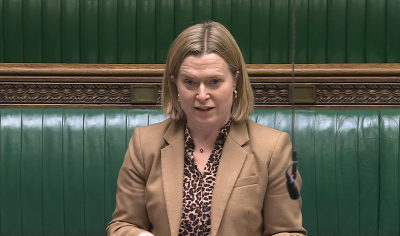 Rebbeca Smith speaking in the House of Commons yesterday Image- Rebecca Smith MP