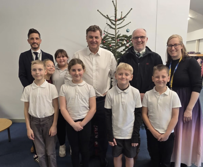 Sir Mel, Cllr Stuart Rogers, School Council (Image- Sir Mel Stride)