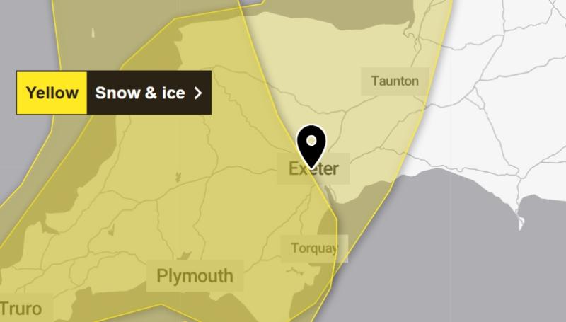 ALERT: Weather warning issued for Devon as snow and ice threaten travel disruption