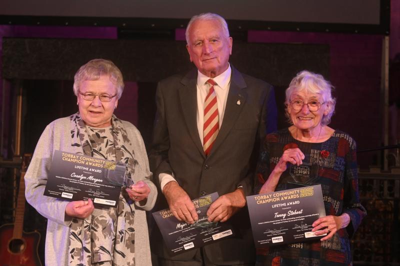Lifetime Award winners Carolyn Morgan, Major Ron Goodwin and Tanny Stobart. Pic miraclePR.com