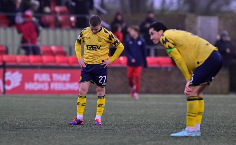 Torquay United players dejected after losing 4-2 in the National League South match at Eastbourne Borough Photo Alan Stanford/PPAUK