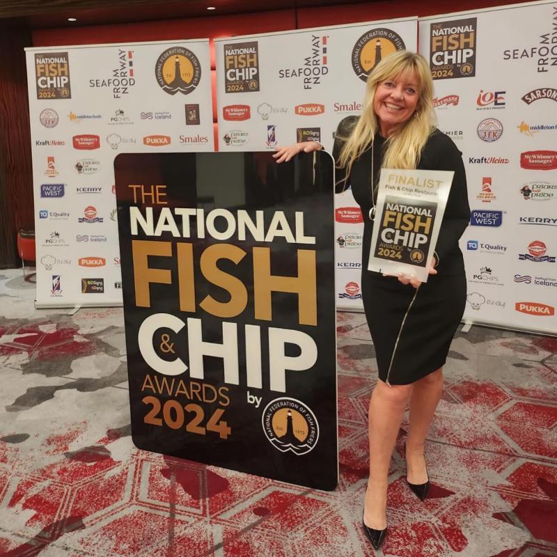 Lorraine Arnold with a national fish and chip award