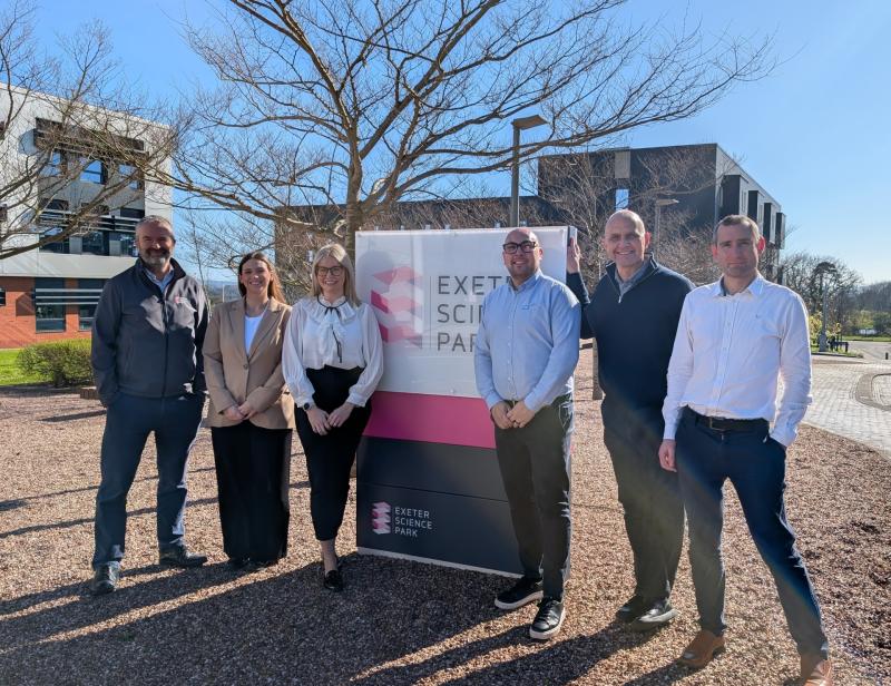 From left: Matt Roach, from Exeter Science Park, Zoe-Amelia Gaunt, Charlotte Vinney, Justin Vinney, all Exe Insurance, Jason Buck, from Exeter Science Park and Dan Clarke, Exe Insurance