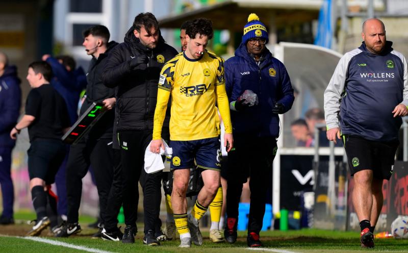 Jordan Young's broken nose v Horsham. Pic from PPAUK