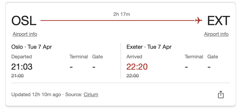 The flight landed at 10.20pm