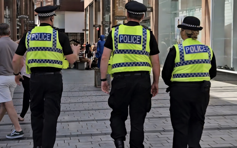 Pictured: Officers on patrol in Exeter city centre