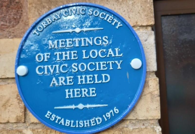 Custom-made blue plaque marks Torbay Civic Society