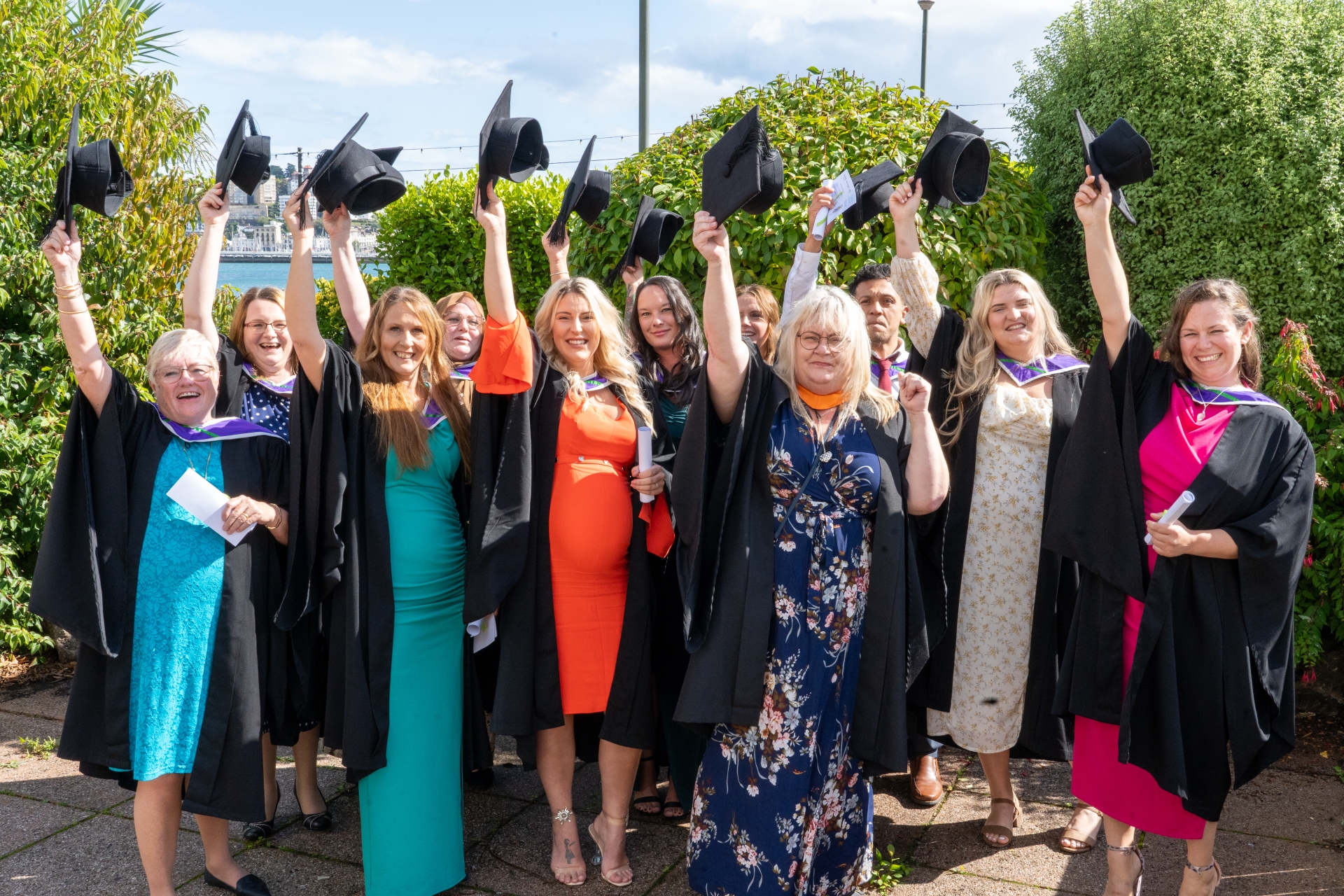 Celebrating: Sally Scarff Lester Hernandez Molly Rickard Lucy Greer Hannah Morris Sam Harrison Maria Brennan Karynne Moyse Kenzie Duchemin and lecturer Sarah Venn-Dunn 