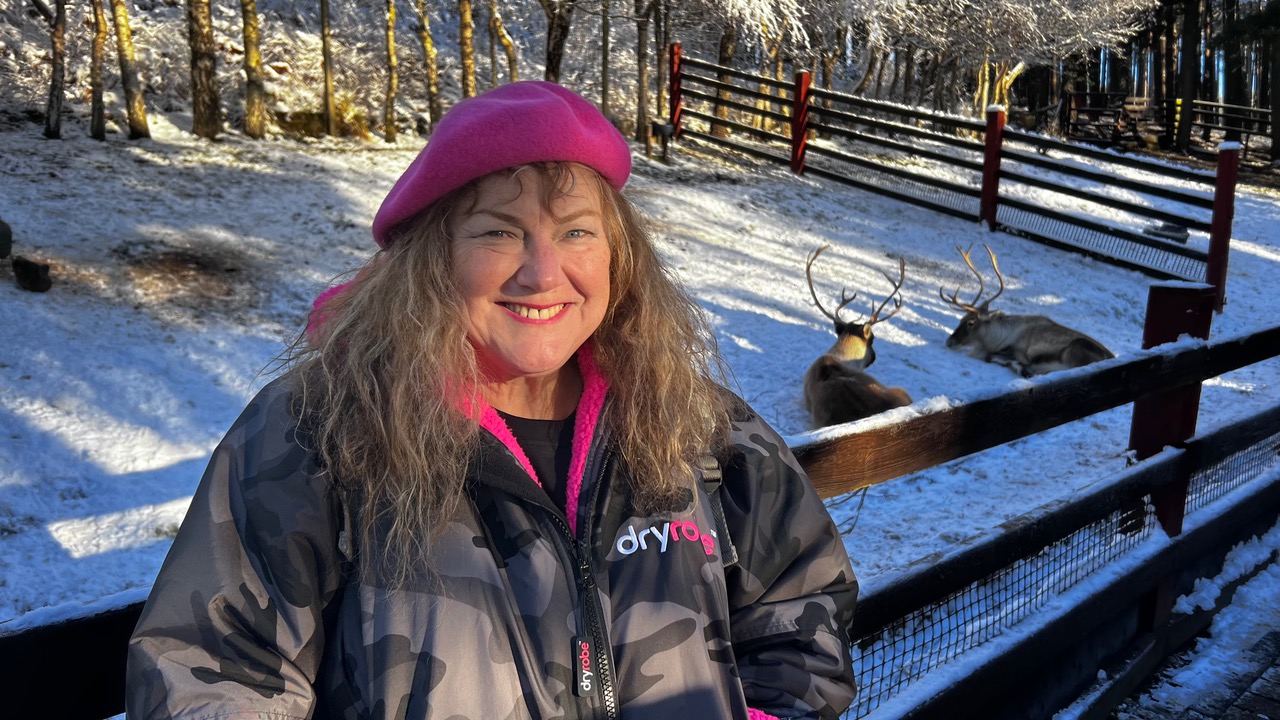 Gerry the morning after with the reindeers