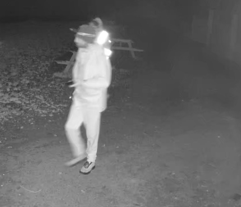 Police would like trace this spooky looking man after a 'raid' on Berry Pomeroy Castle Pic Devon and Cornwall Police