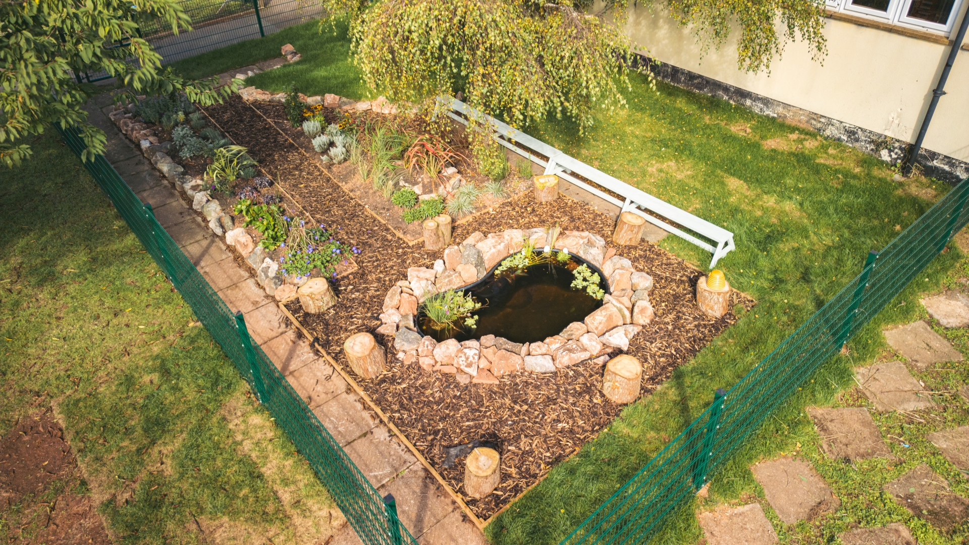 Bird's eye view of the new pond