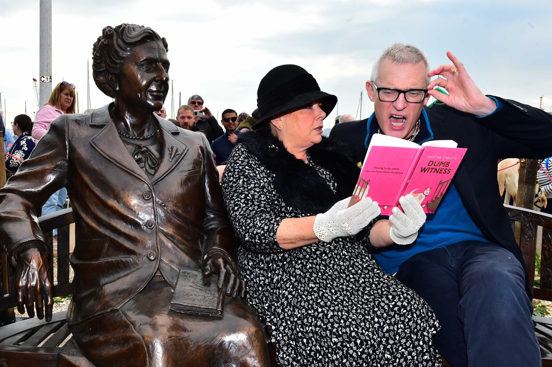 Agatha Christie's statue and TV personality Jeremy Vine